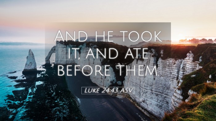 Picture 05 - Luke 24:43 ASV Desktop Wallpaper - And he took it, and ate before - Desktop Bible Verse Wallpaper