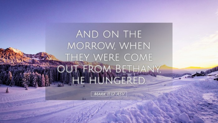 Picture 05 - Mark 11:12 ASV Desktop Wallpaper - And on the morrow, when they were come out from - Desktop Bible Verse Wallpaper