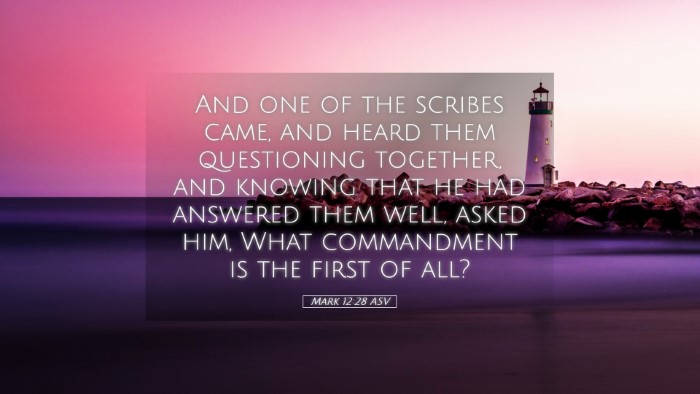 Picture 05 - Mark 12:28 ASV Desktop Wallpaper - And one of the scribes came, and heard them - Desktop Bible Verse Wallpaper