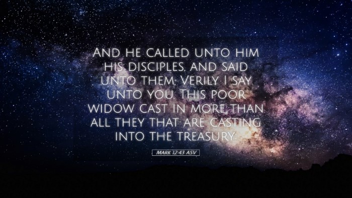 Picture 05 - Mark 12:43 ASV Desktop Wallpaper - And he called unto him his disciples, and said - Desktop Bible Verse Wallpaper