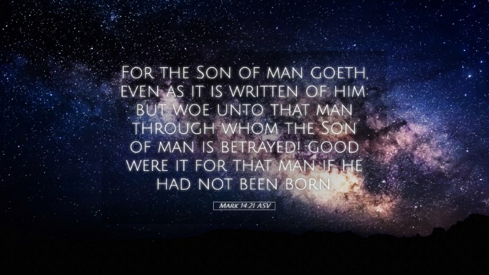 Picture 05 - Mark 14:21 ASV Desktop Wallpaper - For the Son of man goeth, even as it is written - Desktop Bible Verse Wallpaper