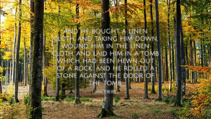 Picture 05 - Mark 15:46 ASV Desktop Wallpaper - And he bought a linen cloth, and taking him down, - Desktop Bible Verse Wallpaper