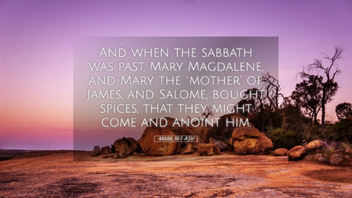 Picture 05 - Mark 16:1 ASV Desktop Wallpaper - And when the sabbath was past, Mary Magdalene, - Desktop Bible Verse Wallpaper