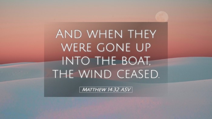 Picture 05 - Matthew 14:32 ASV Desktop Wallpaper - And when they were gone up into the boat, the - Desktop Bible Verse Wallpaper