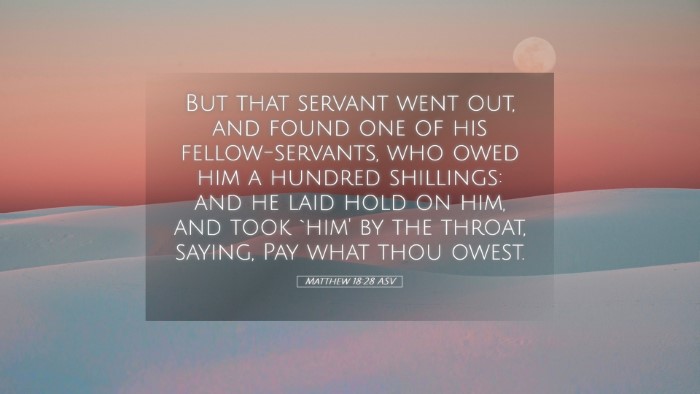 Picture 05 - Matthew 18:28 ASV Desktop Wallpaper - But that servant went out, and found one of his - Desktop Bible Verse Wallpaper