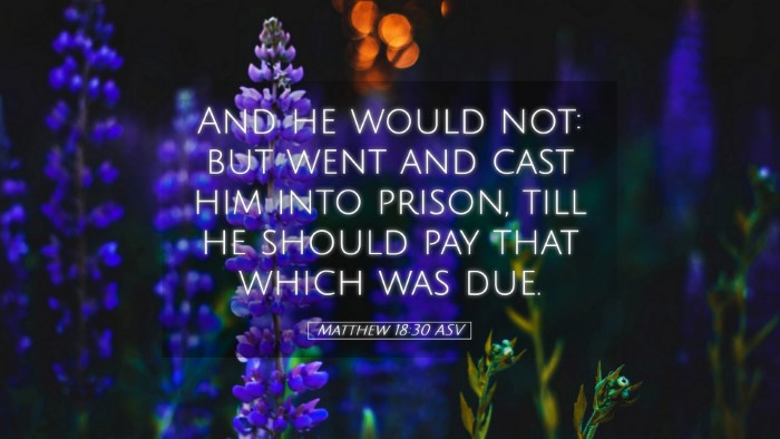 Picture 05 - Matthew 18:30 ASV Desktop Wallpaper - And he would not: but went and cast him into - Desktop Bible Verse Wallpaper