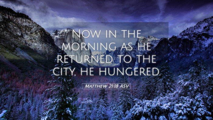 Picture 05 - Matthew 21:18 ASV Desktop Wallpaper - Now in the morning as he returned to the city, he - Desktop Bible Verse Wallpaper