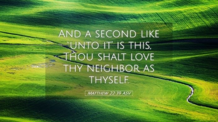 Picture 05 - Matthew 22:39 ASV Desktop Wallpaper - And a second like `unto it' is this, Thou shalt - Desktop Bible Verse Wallpaper