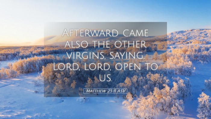 Picture 05 - Matthew 25:11 ASV Desktop Wallpaper - Afterward came also the other virgins, saying, - Desktop Bible Verse Wallpaper