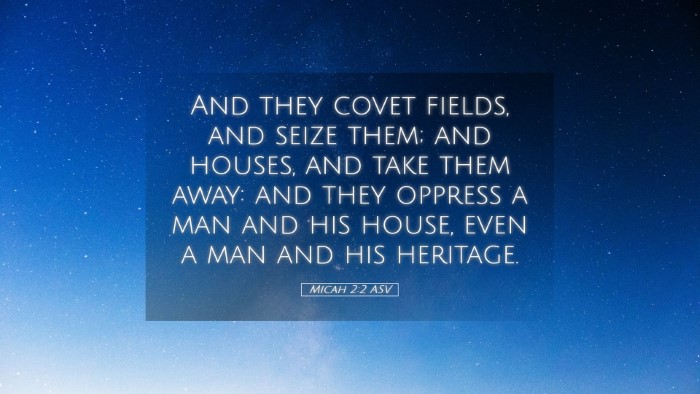 Picture 05 - Micah 2:2 ASV Desktop Wallpaper - And they covet fields, and seize them; and - Desktop Bible Verse Wallpaper