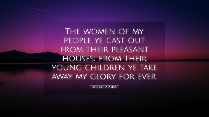 Picture 05 - Micah 2:9 ASV Desktop Wallpaper - The women of my people ye cast out from their - Desktop Bible Verse Wallpaper