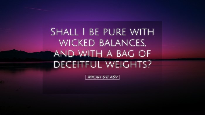Picture 05 - Micah 6:11 ASV Desktop Wallpaper - Shall I be pure with wicked balances, and with a - Desktop Bible Verse Wallpaper