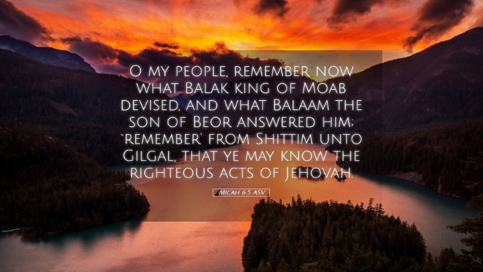 Picture 05 - Micah 6:5 ASV Desktop Wallpaper - O my people, remember now what Balak king of Moab - Desktop Bible Verse Wallpaper