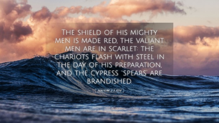 Picture 05 - Nahum 2:3 ASV Desktop Wallpaper - The shield of his mighty men is made red, the - Desktop Bible Verse Wallpaper