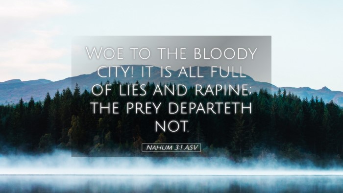 Picture 05 - Nahum 3:1 ASV Desktop Wallpaper - Woe to the bloody city! it is all full of lies - Desktop Bible Verse Wallpaper