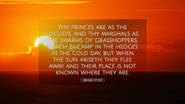 Picture 05 - Nahum 3:17 ASV Desktop Wallpaper - Thy princes are as the locusts, and thy marshals - Desktop Bible Verse Wallpaper