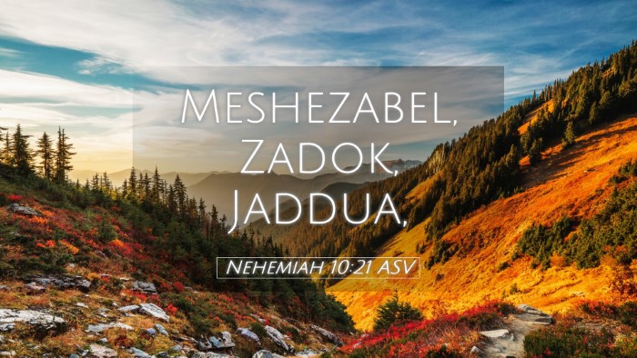 Picture 05 - Nehemiah 10:21 ASV Desktop Wallpaper - Meshezabel, Zadok, - Desktop Bible Verse Wallpaper