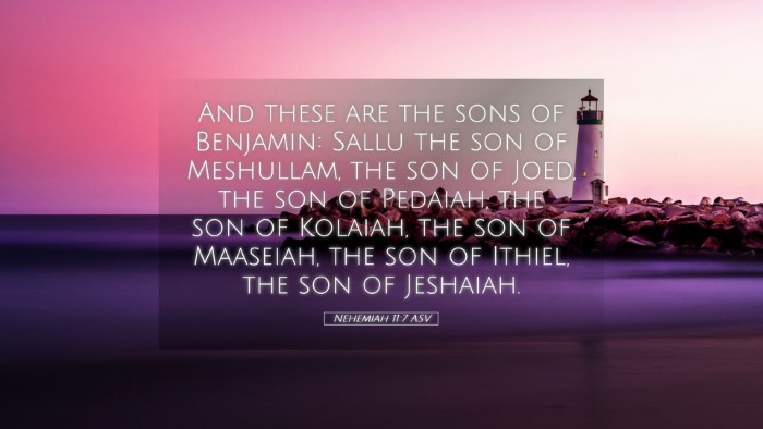 Picture 05 - Nehemiah 11:7 ASV Desktop Wallpaper - And these are the sons of Benjamin: Sallu the son - Desktop Bible Verse Wallpaper