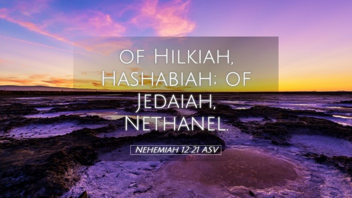 Picture 05 - Nehemiah 12:21 ASV Desktop Wallpaper - of Hilkiah, Hashabiah; of Jedaiah, - Desktop Bible Verse Wallpaper