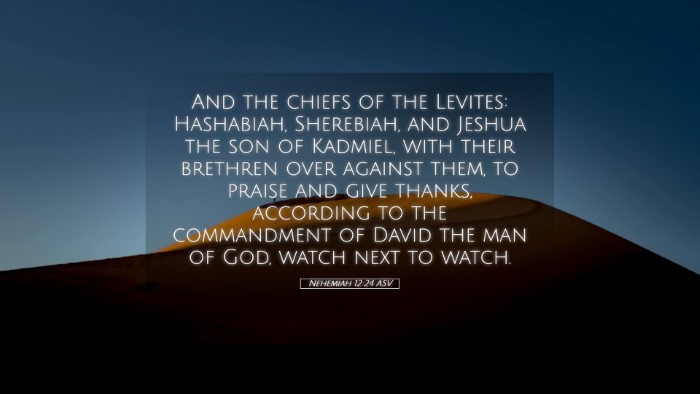 Picture 05 - Nehemiah 12:24 ASV Desktop Wallpaper - And the chiefs of the Levites: Hashabiah, - Desktop Bible Verse Wallpaper