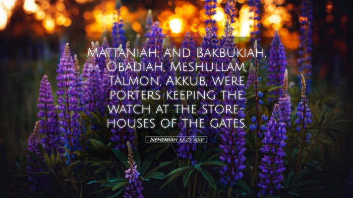 Picture 05 - Nehemiah 12:25 ASV Desktop Wallpaper - Mattaniah, and Bakbukiah, Obadiah, Meshullam, - Desktop Bible Verse Wallpaper