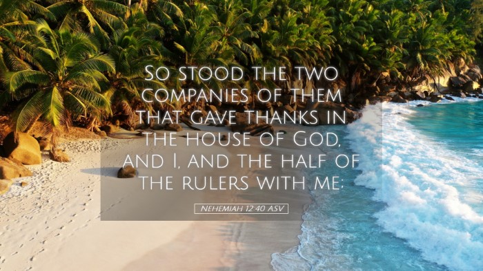 Picture 05 - Nehemiah 12:40 ASV Desktop Wallpaper - So stood the two companies of them that gave - Desktop Bible Verse Wallpaper