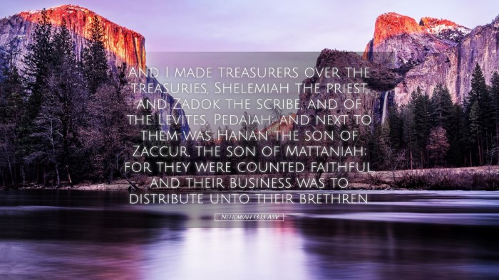 Picture 05 - Nehemiah 13:13 ASV Desktop Wallpaper - And I made treasurers over the treasuries, - Desktop Bible Verse Wallpaper
