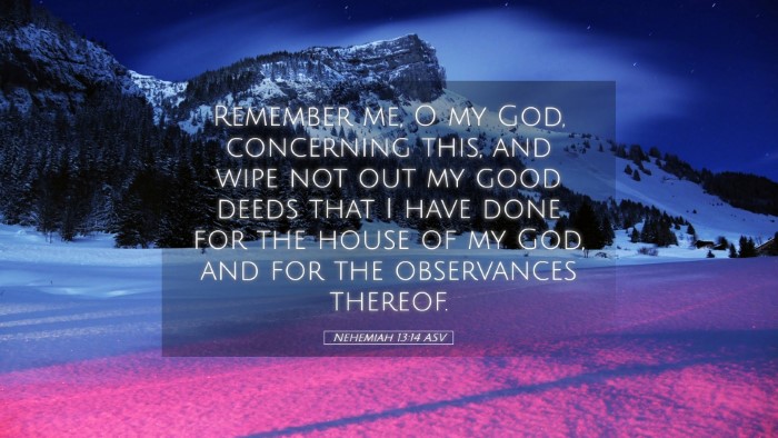 Picture 05 - Nehemiah 13:14 ASV Desktop Wallpaper - Remember me, O my God, concerning this, and wipe - Desktop Bible Verse Wallpaper