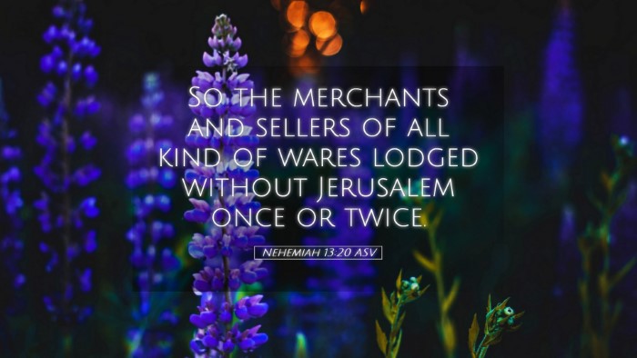 Picture 05 - Nehemiah 13:20 ASV Desktop Wallpaper - So the merchants and sellers of all kind of wares - Desktop Bible Verse Wallpaper