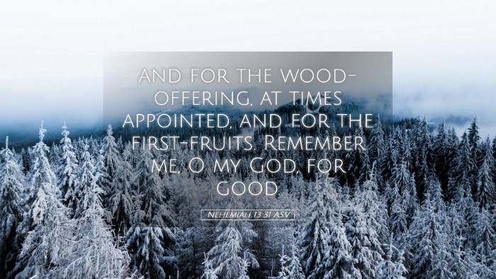 Picture 05 - Nehemiah 13:31 ASV Desktop Wallpaper - and for the wood-offering, at times appointed, - Desktop Bible Verse Wallpaper