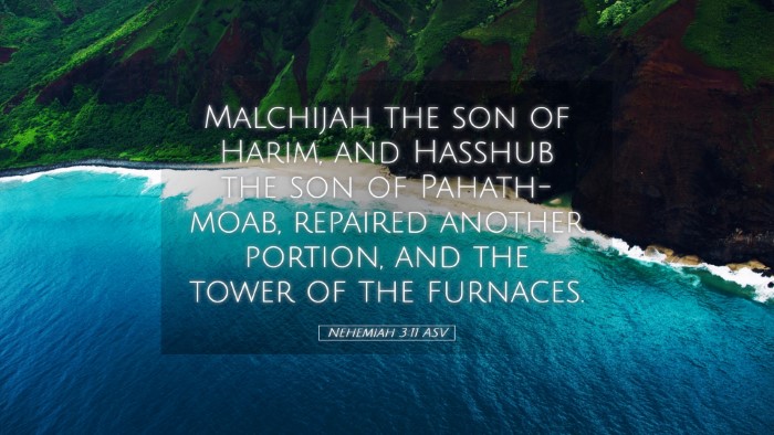 Picture 05 - Nehemiah 3:11 ASV Desktop Wallpaper - Malchijah the son of Harim, and Hasshub the son - Desktop Bible Verse Wallpaper