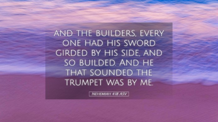 Picture 05 - Nehemiah 4:18 ASV Desktop Wallpaper - and the builders, every one had his sword girded - Desktop Bible Verse Wallpaper