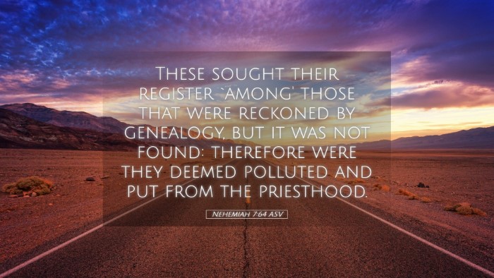 Picture 05 - Nehemiah 7:64 ASV Desktop Wallpaper - These sought their register `among' those that - Desktop Bible Verse Wallpaper