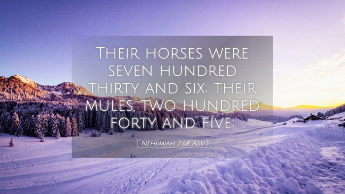 Picture 05 - Nehemiah 7:68 ASV Desktop Wallpaper - Their horses were seven hundred thirty and six; - Desktop Bible Verse Wallpaper
