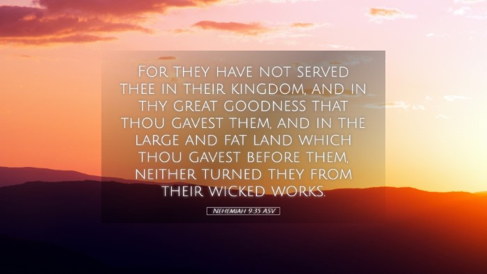 Picture 05 - Nehemiah 9:35 ASV Desktop Wallpaper - For they have not served thee in their kingdom, - Desktop Bible Verse Wallpaper