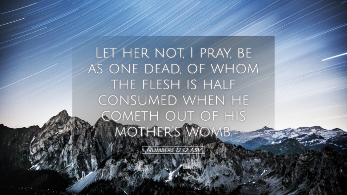 Picture 05 - Numbers 12:12 ASV Desktop Wallpaper - Let her not, I pray, be as one dead, of whom the - Desktop Bible Verse Wallpaper