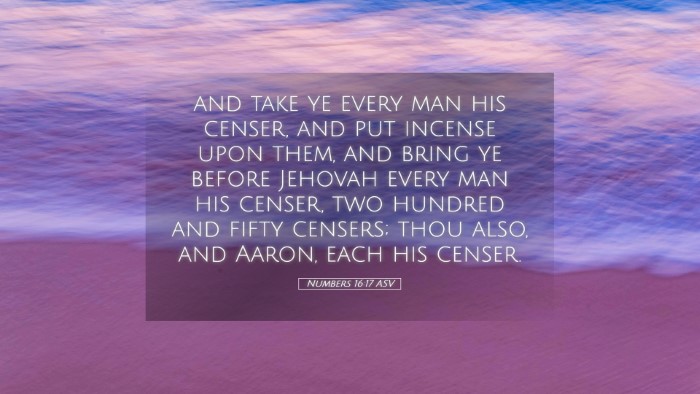 Picture 05 - Numbers 16:17 ASV Desktop Wallpaper - and take ye every man his censer, and put incense - Desktop Bible Verse Wallpaper