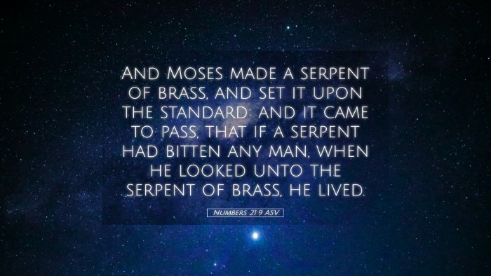 Picture 05 - Numbers 21:9 ASV Desktop Wallpaper - And Moses made a serpent of brass, and set it - Desktop Bible Verse Wallpaper