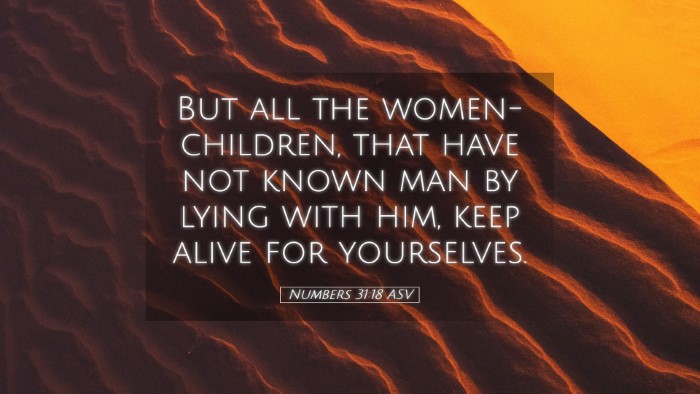 Picture 05 - Numbers 31:18 ASV Desktop Wallpaper - But all the women-children, that have not known - Desktop Bible Verse Wallpaper