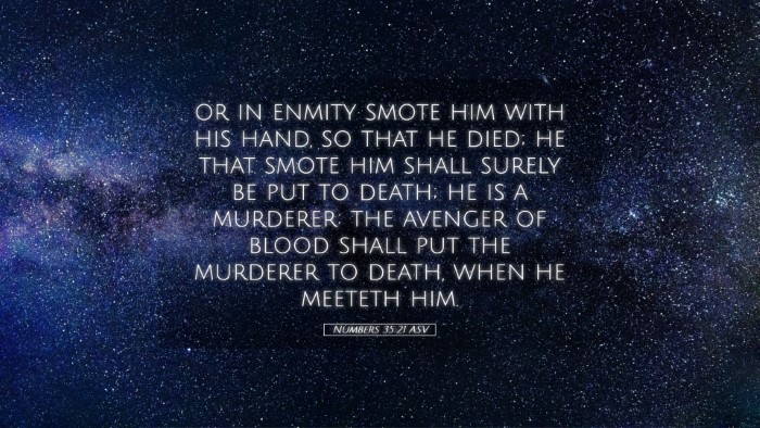 Picture 05 - Numbers 35:21 ASV Desktop Wallpaper - or in enmity smote him with his hand, so that he - Desktop Bible Verse Wallpaper
