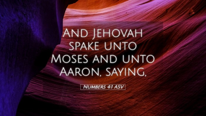 Picture 05 - Numbers 4:1 ASV Desktop Wallpaper - And Jehovah spake unto Moses and unto Aaron, - Desktop Bible Verse Wallpaper