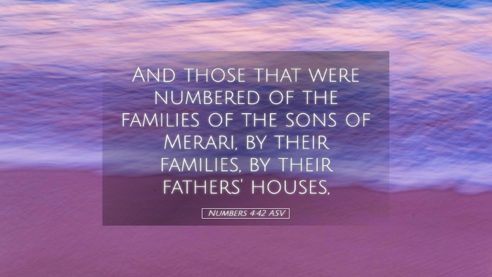Picture 05 - Numbers 4:42 ASV Desktop Wallpaper - And those that were numbered of the families of - Desktop Bible Verse Wallpaper