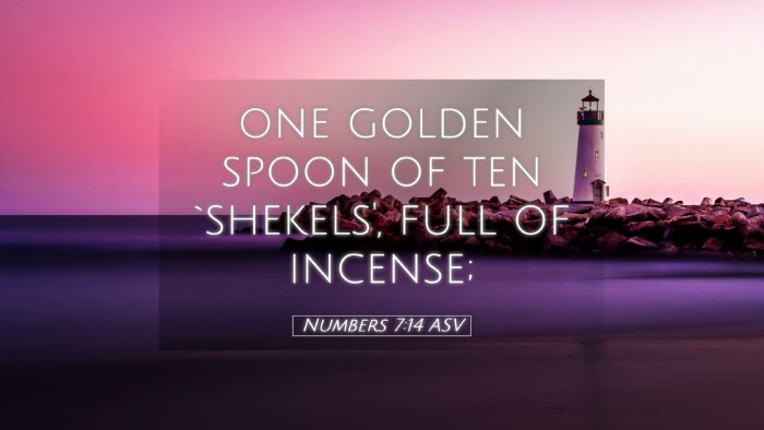 Picture 05 - Numbers 7:14 ASV Desktop Wallpaper - one golden spoon of ten `shekels', full of - Desktop Bible Verse Wallpaper