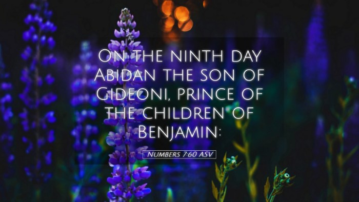 Picture 05 - Numbers 7:60 ASV Desktop Wallpaper - On the ninth day Abidan the son of Gideoni, - Desktop Bible Verse Wallpaper