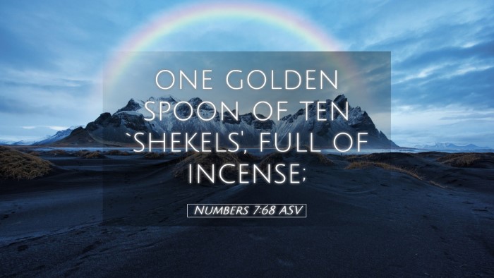 Picture 05 - Numbers 7:68 ASV Desktop Wallpaper - one golden spoon of ten `shekels', full of - Desktop Bible Verse Wallpaper