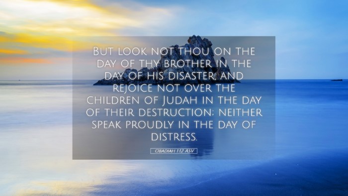 Picture 05 - Obadiah 1:12 ASV Desktop Wallpaper - But look not thou on the day of thy brother in - Desktop Bible Verse Wallpaper