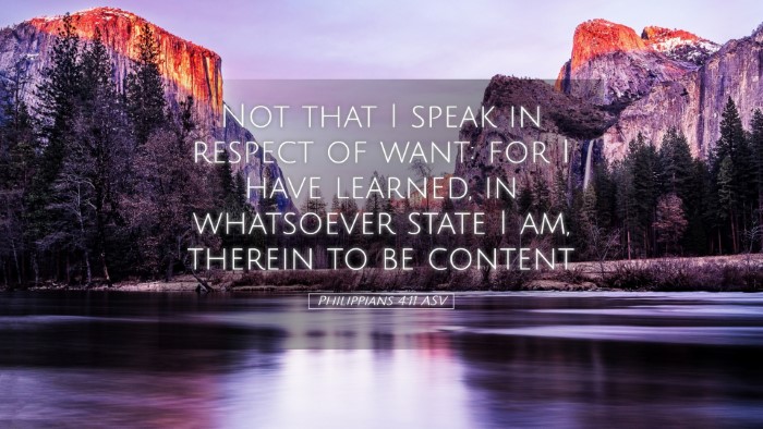 Picture 05 - Philippians 4:11 ASV Desktop Wallpaper - Not that I speak in respect of want: for I have - Desktop Bible Verse Wallpaper
