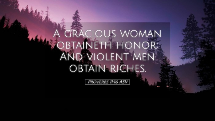 Picture 05 - Proverbs 11:16 ASV Desktop Wallpaper - A gracious woman obtaineth honor; And violent men - Desktop Bible Verse Wallpaper