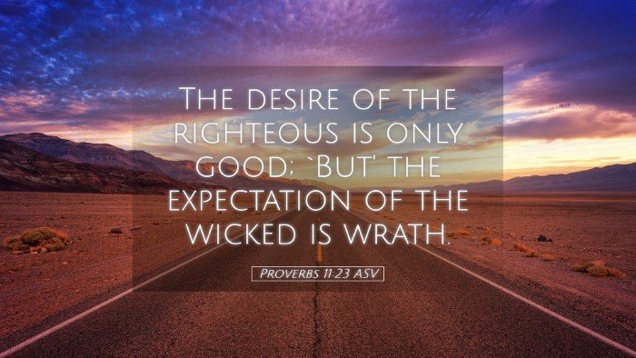 Picture 05 - Proverbs 11:23 ASV Desktop Wallpaper - The desire of the righteous is only good; `But' - Desktop Bible Verse Wallpaper