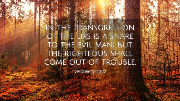 Picture 05 - Proverbs 12:13 ASV Desktop Wallpaper - In the transgression of the lips is a snare to - Desktop Bible Verse Wallpaper